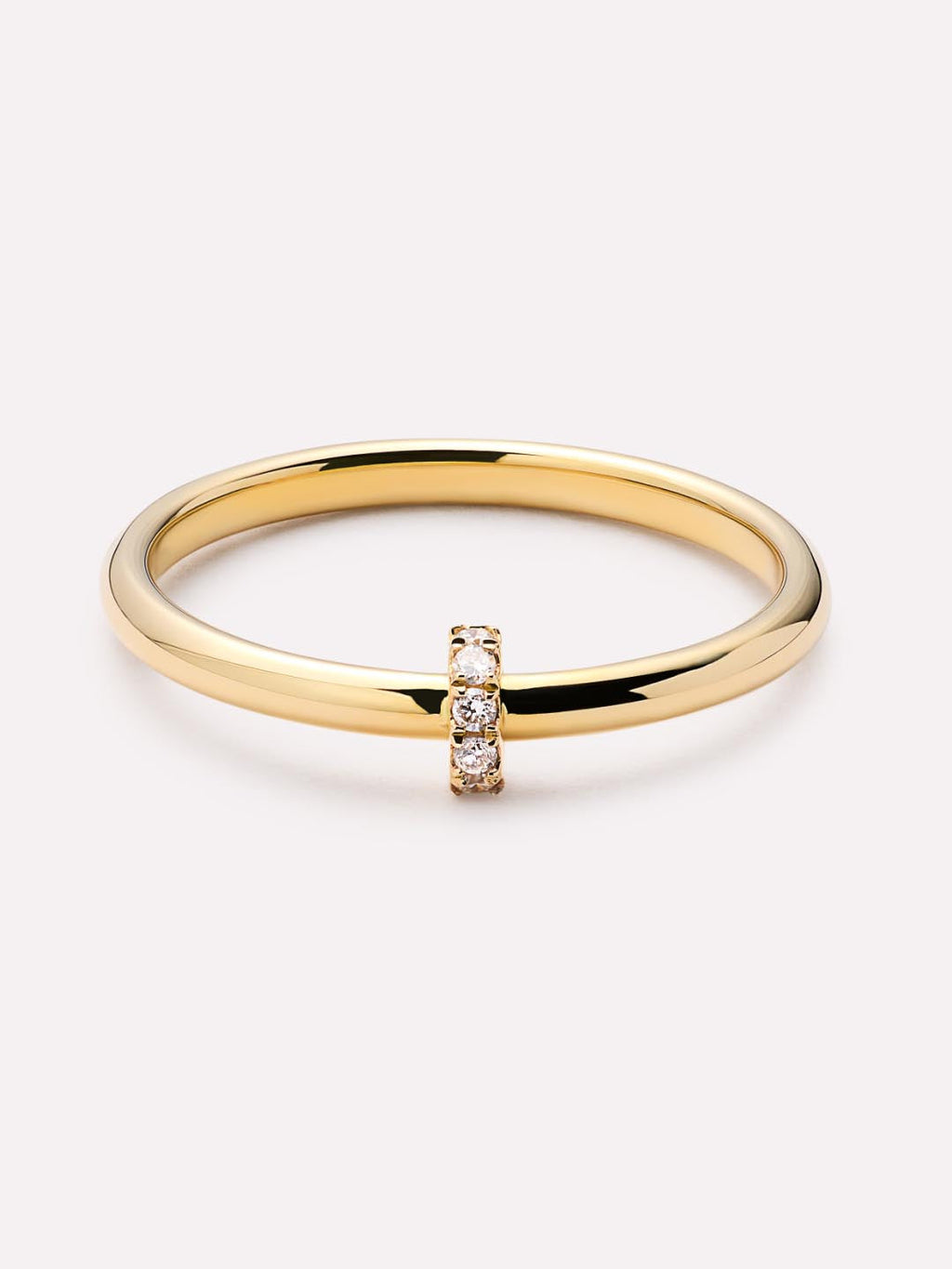 Solid Yellow Gold - Diamond Link Ring