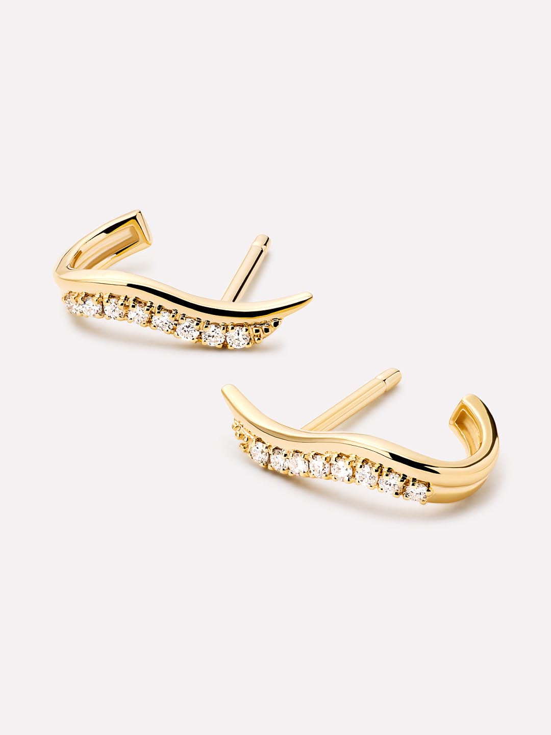 Solid Yellow Gold - Diamond Flame Studs