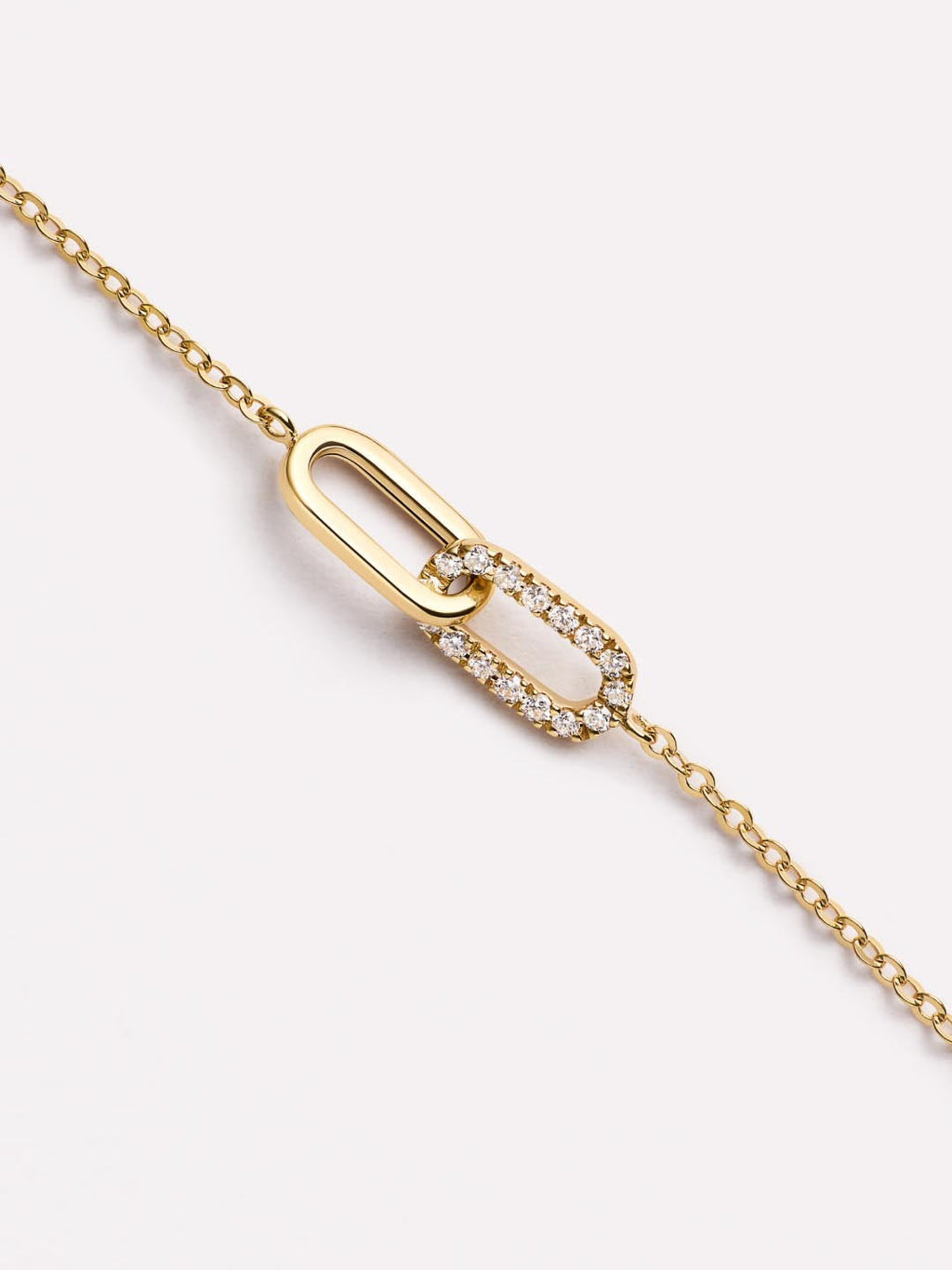 Solid Yellow Gold - Diamond Link Necklace