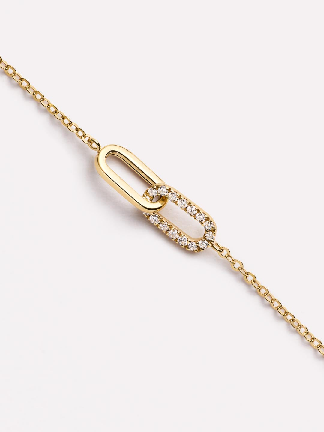Solid Yellow Gold - Diamond Link Necklace