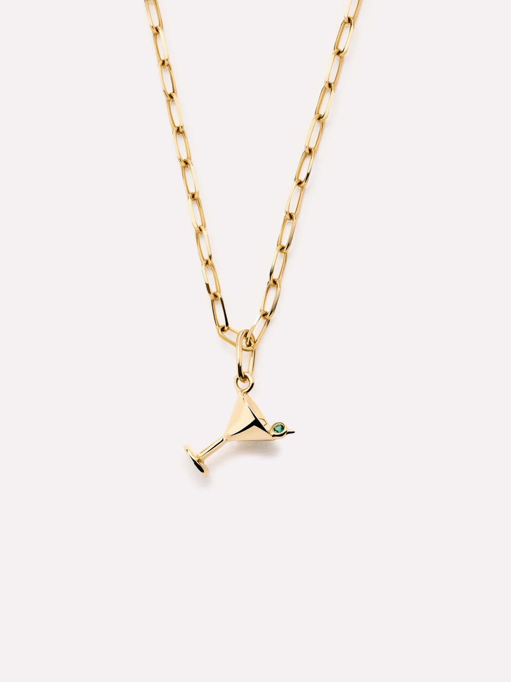 Solid Yellow Gold - Emerald Martini Charm