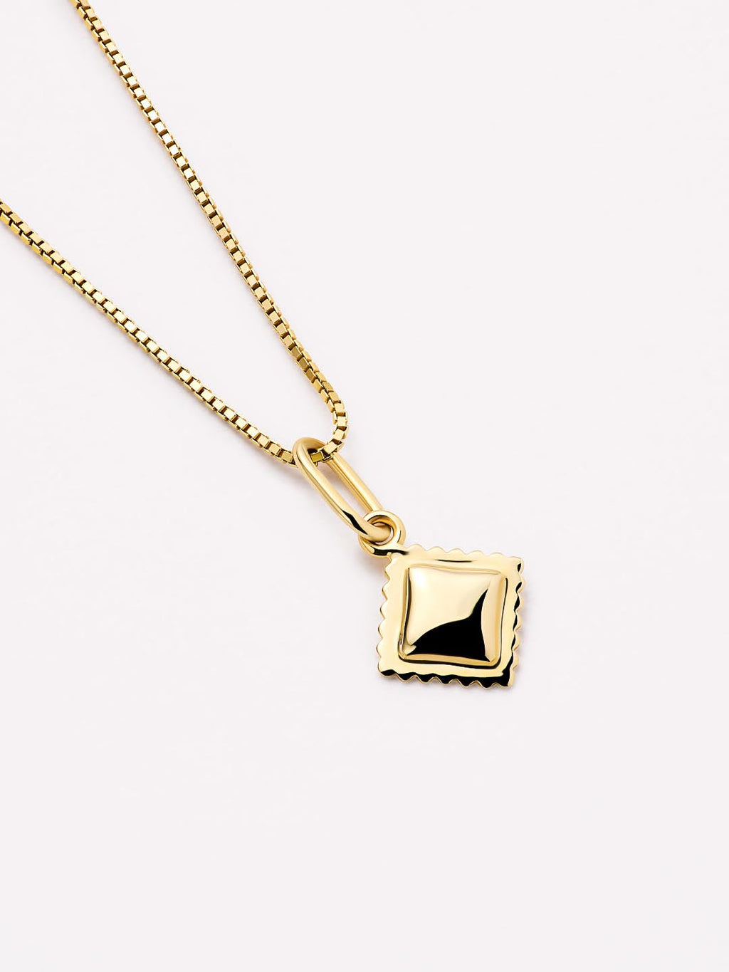 Solid Yellow Gold - Ravioli Charm Necklace