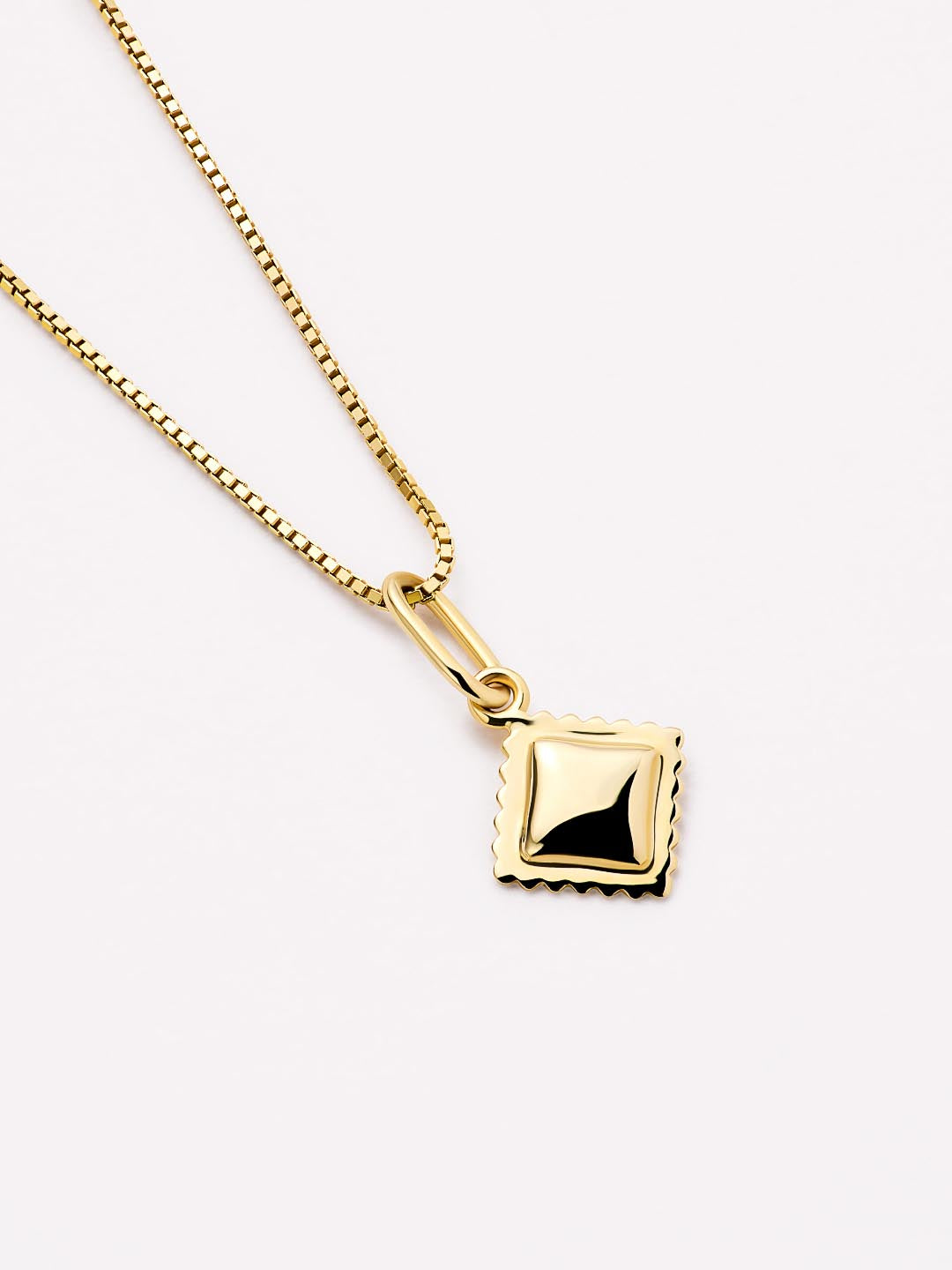 Solid Yellow Gold - Ravioli Charm Necklace