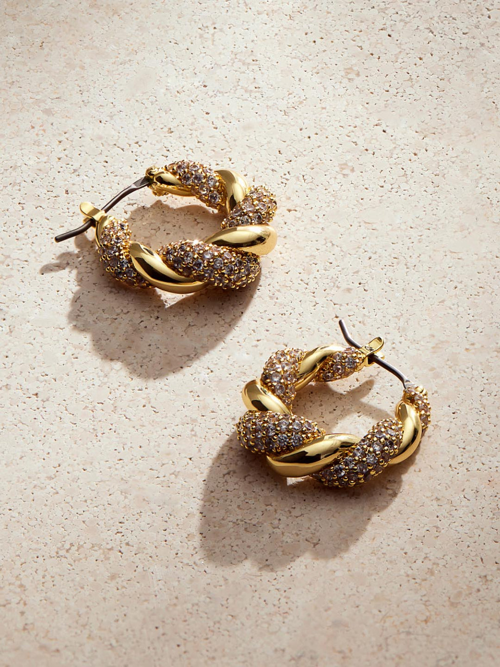 Twisted Hoop Earrings - Paris Pave