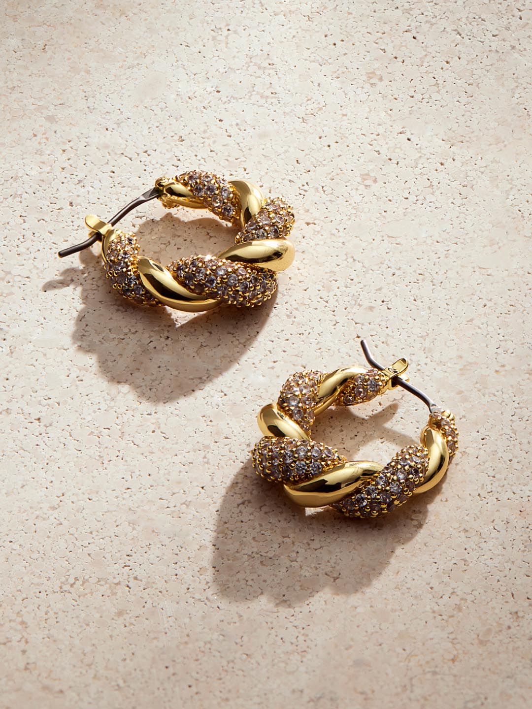 Twisted Hoop Earrings - Paris Pave