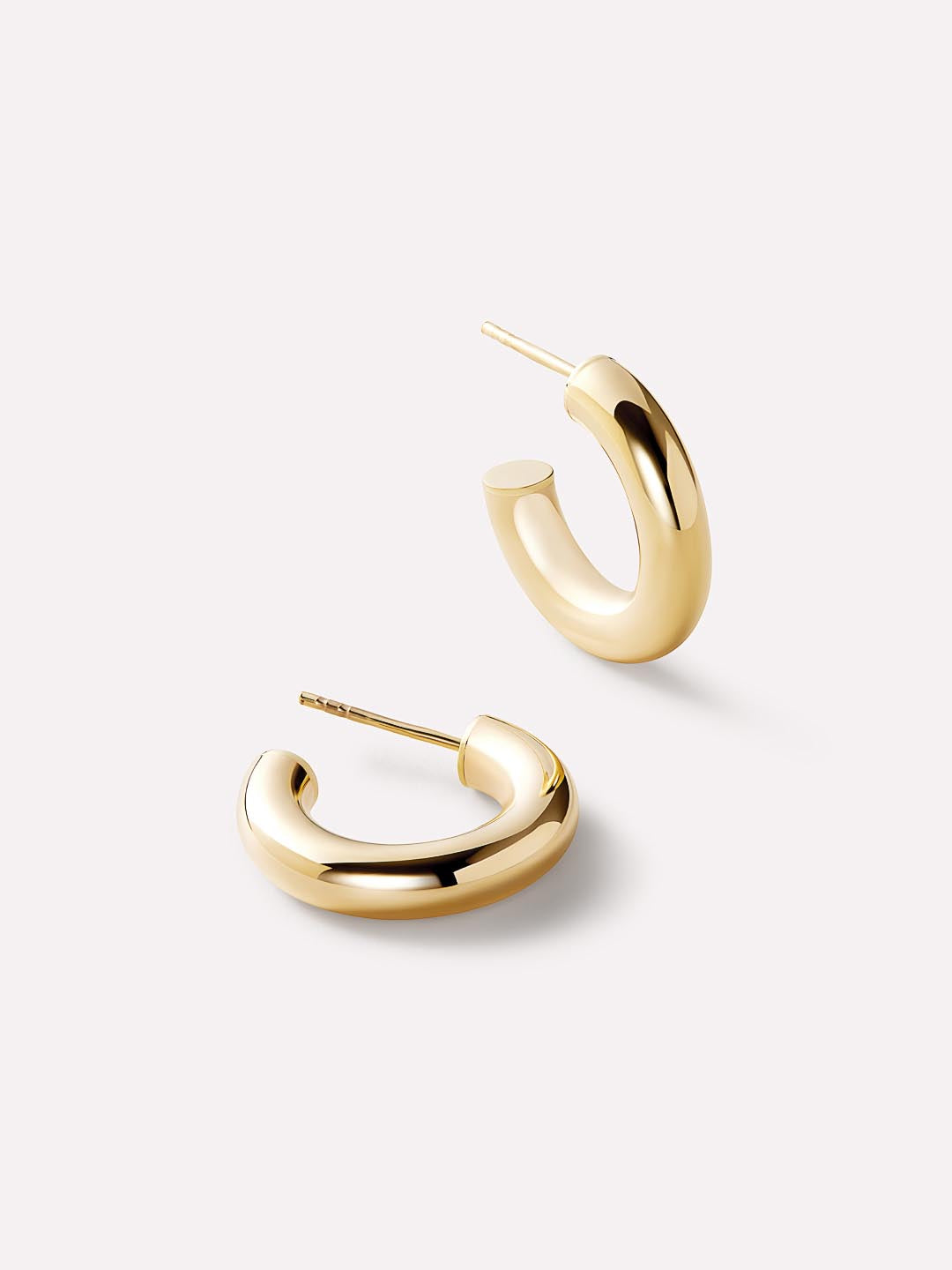 Chunky Gold Hoop Earrings - Gold Bold C-Hoops Small