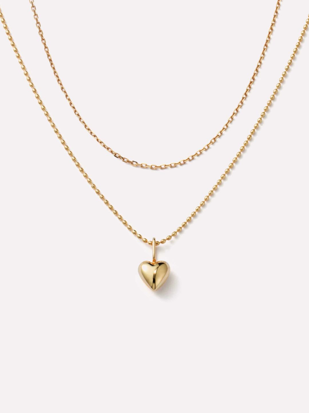 Heart Necklace - Gold Beaded Heart Set