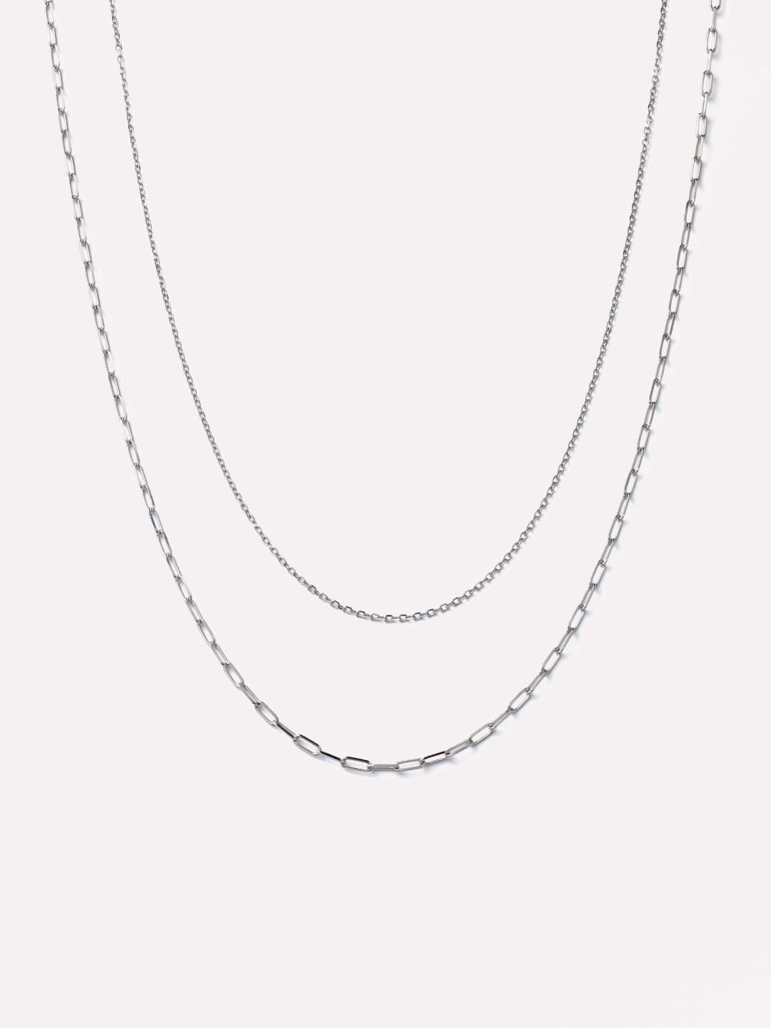 Layered Necklace - White Gold Layered Necklace