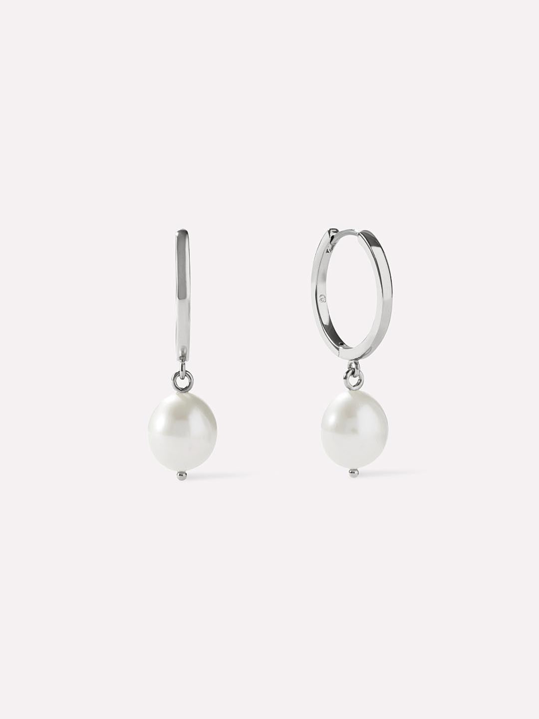 Pearl Hoops - Medium Frida Silver