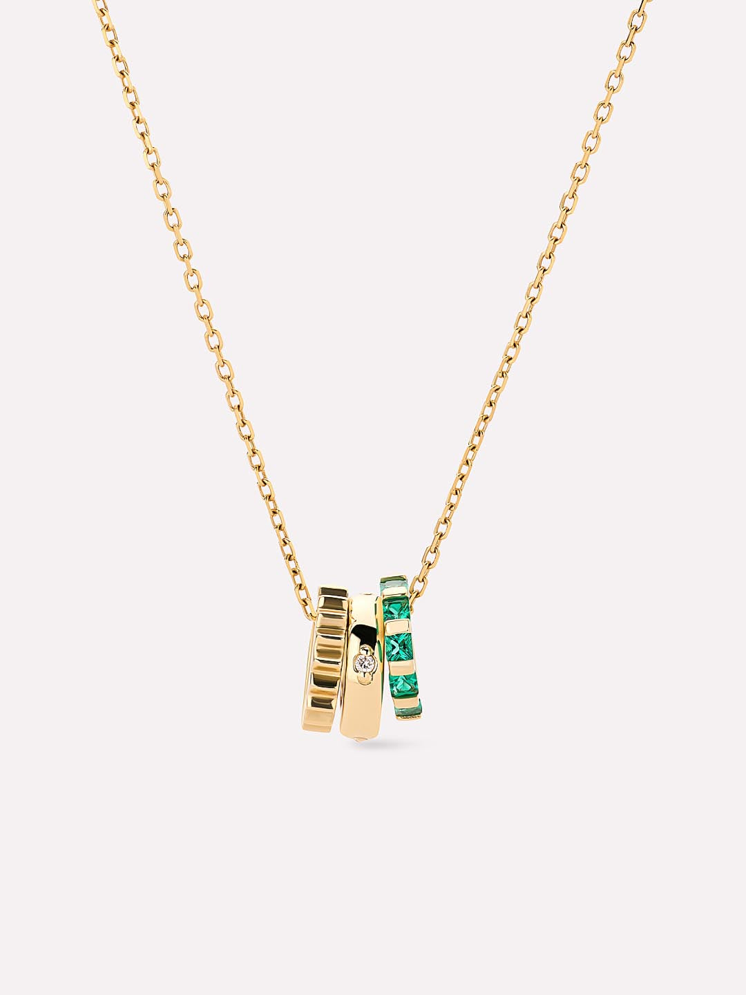 Solid Yellow Gold - Emerald Zeno Charm Necklace