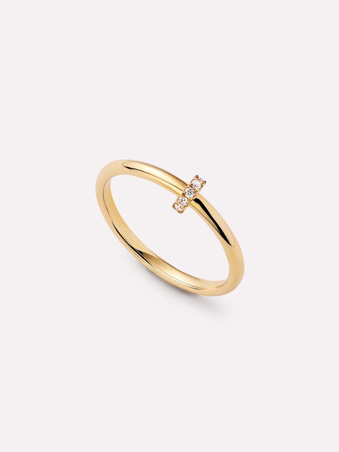 Solid Yellow Gold - Diamond Link Ring