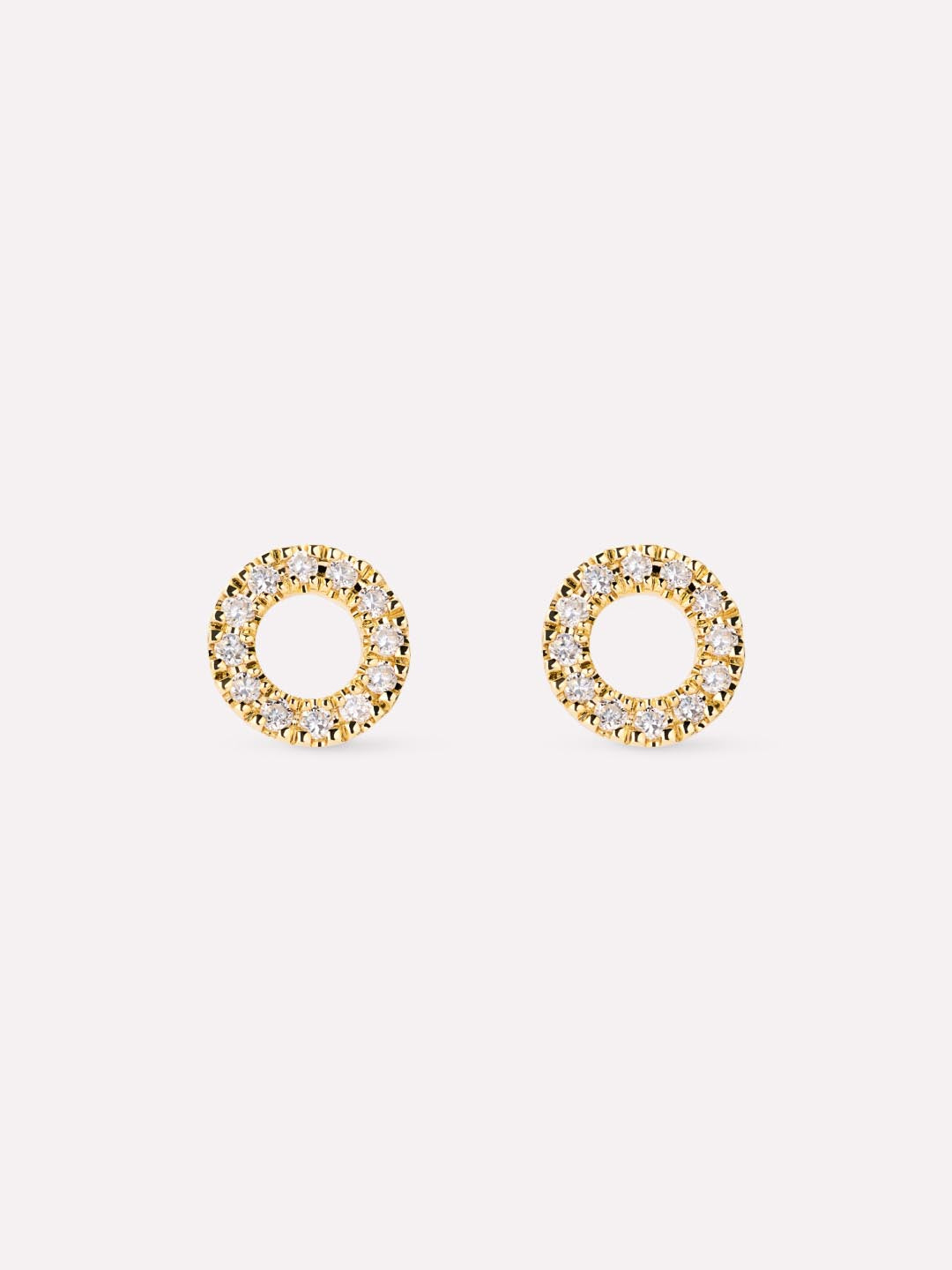 Solid Yellow Gold - Diamond Circle Studs