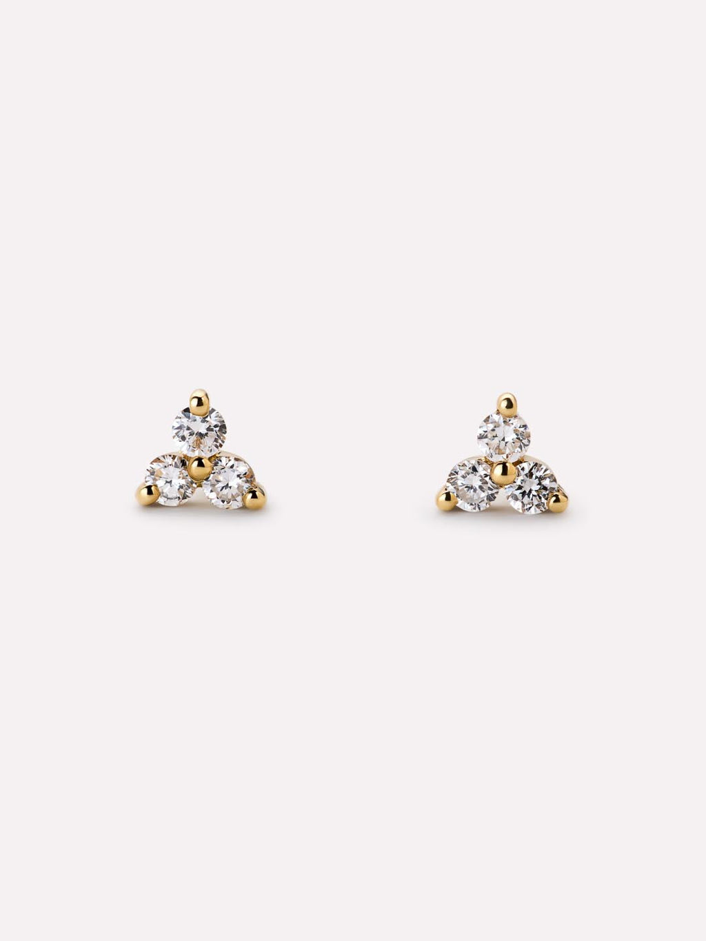 Gold Stud Earrings - Diamond Trefoil Studs