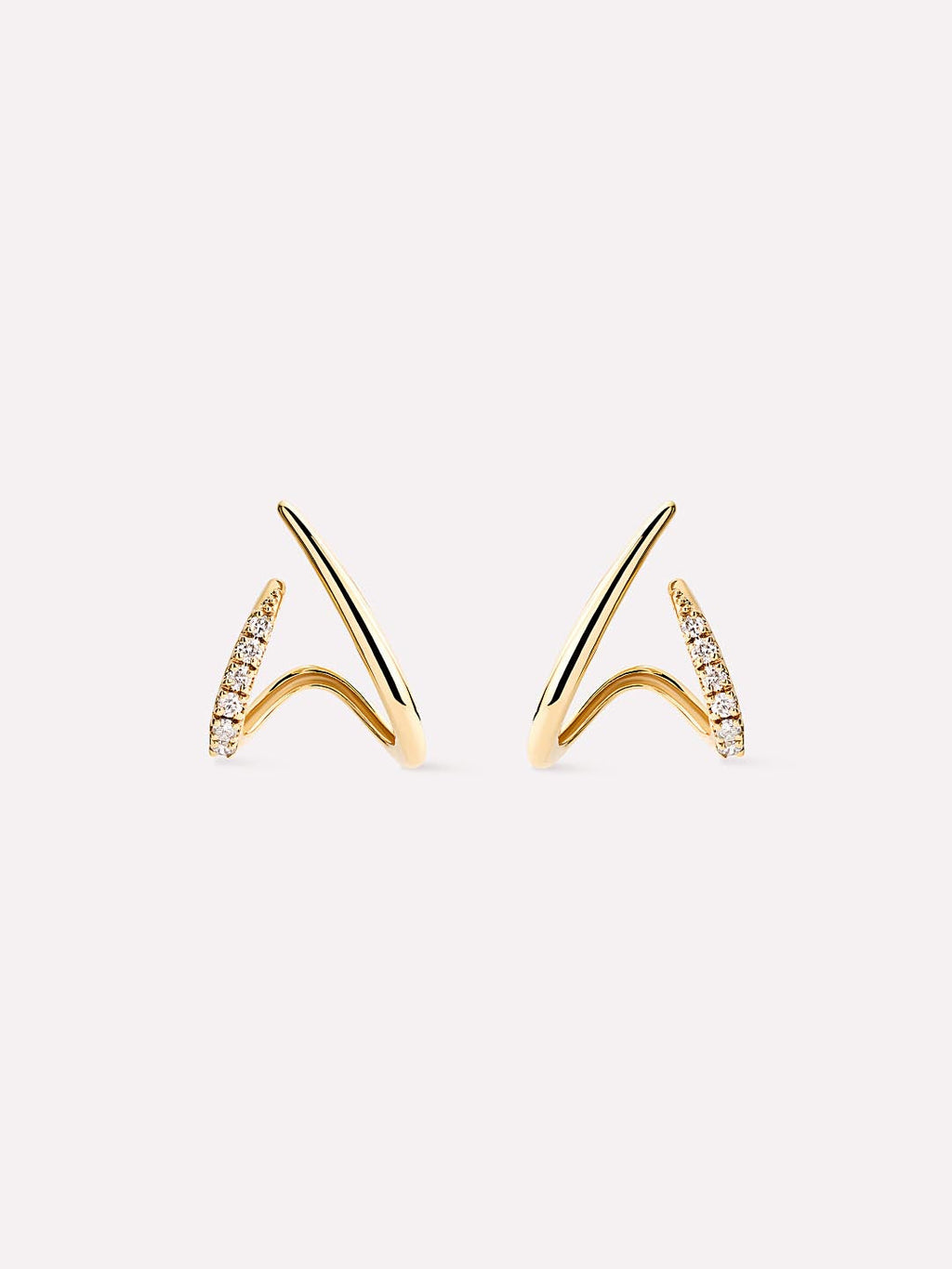 Solid Yellow Gold - Diamond Aurora Huggie Studs