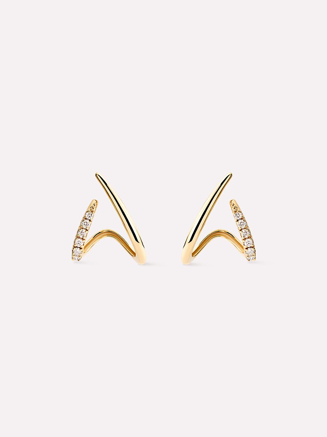 Solid Yellow Gold - Diamond Aurora Huggie Studs