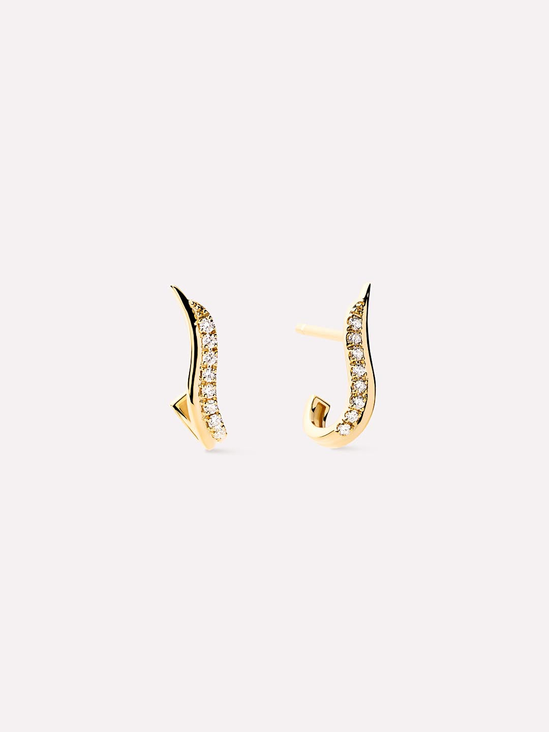 Solid Yellow Gold - Diamond Flame Studs