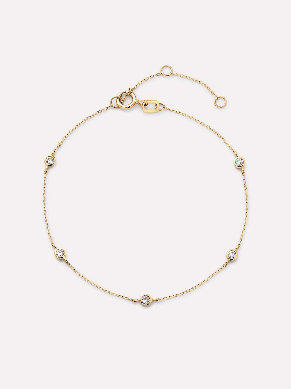 Solid Yellow Gold - Diamond Station Bracelet
