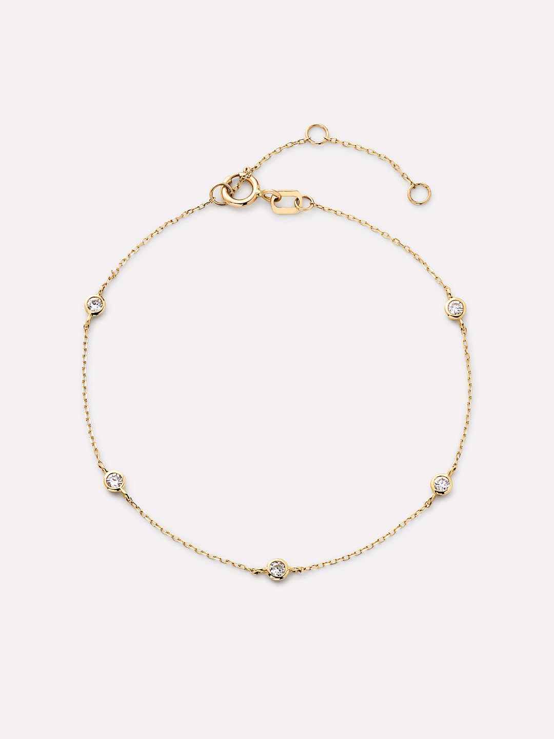 Solid Yellow Gold - Diamond Station Bracelet