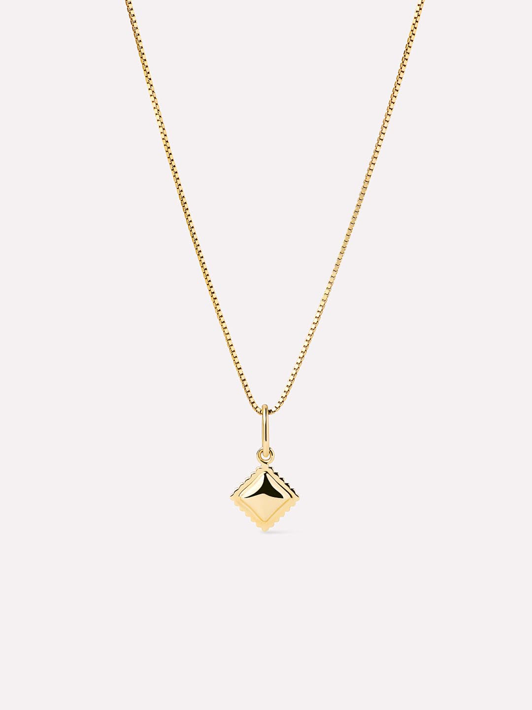Solid Yellow Gold - Ravioli Charm Necklace