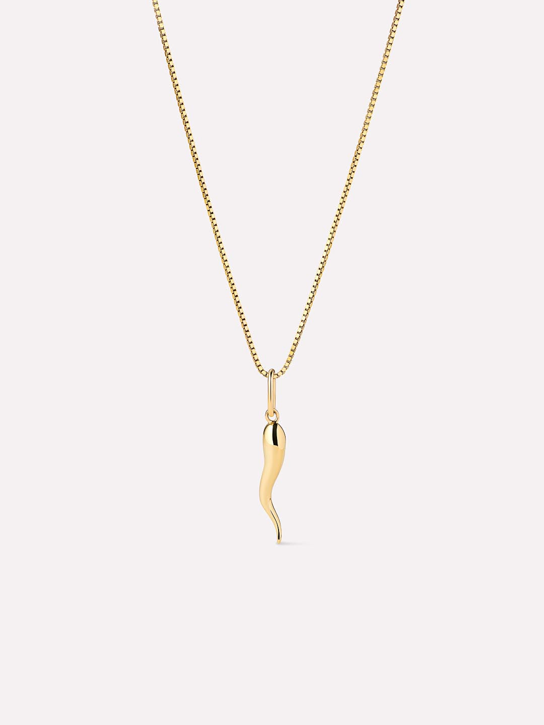 Solid Yellow Gold - Italian Horn Charm Necklace