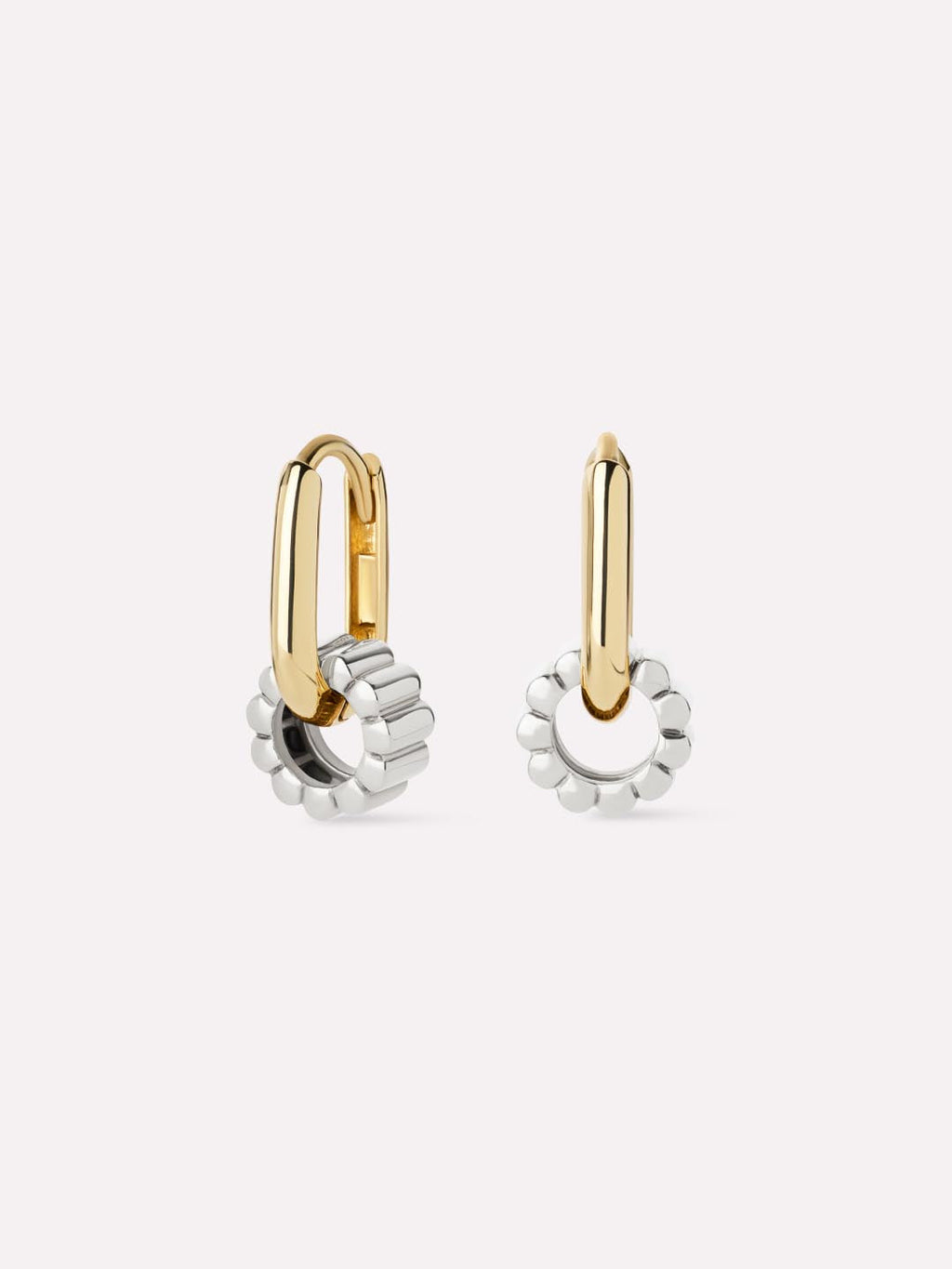 Solid Yellow Gold - White Gold Galaxy Hoop Set