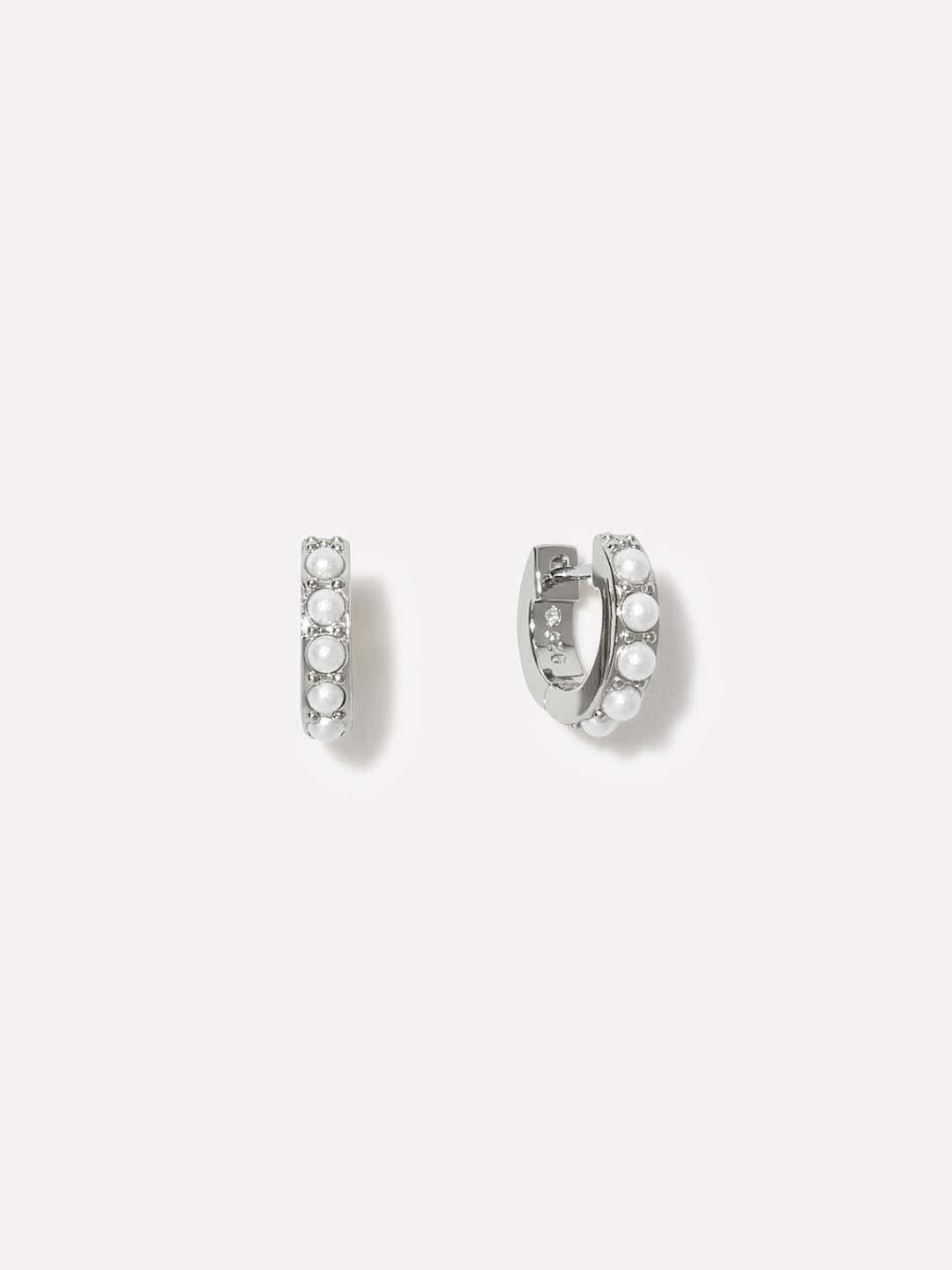 Pearl Huggie Hoops - Ashley Silver